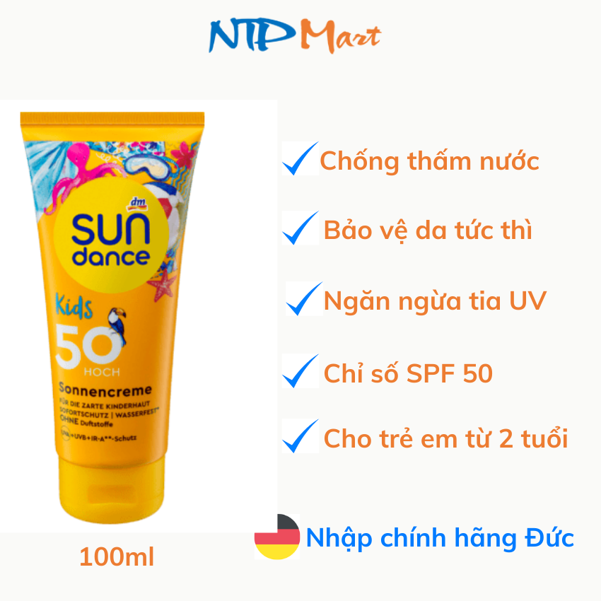 [HCM]Kem chống nắng dành cho trẻ em SPF 50 hiệu Sundance dung tích 100ml nhập khẩu Đức