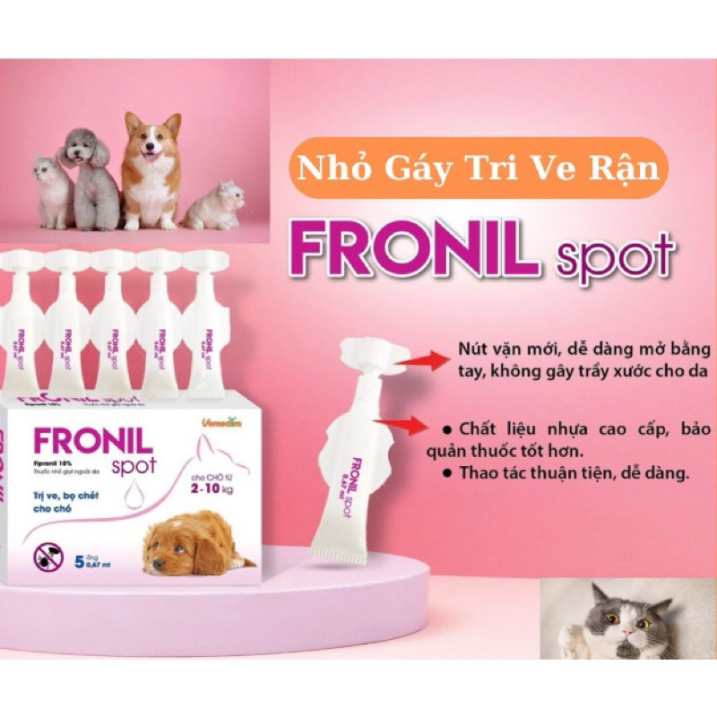 Orgo- Thuốc nhỏ gáy trị ve rận Fronil spot (có bán lẻ 1 ống) dùng cho chó