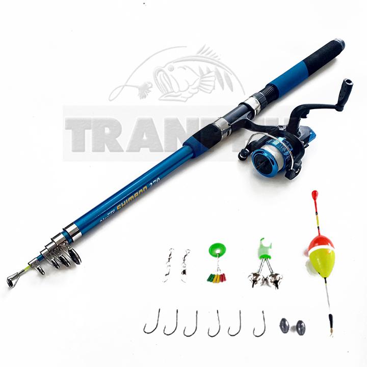 Bộ cần câu máy cần rút 3m6 carbon shimano máy yf200 + tặng kèm 6 phụ kiện