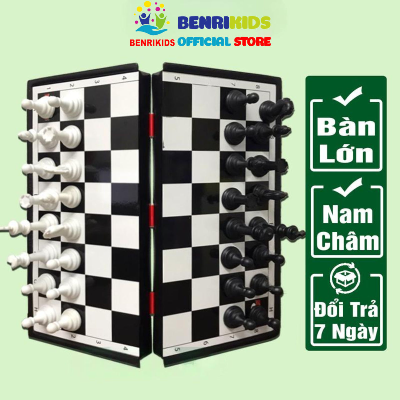 Bộ Cờ Vua NAM CHÂM Cao Cấp (Trắng Đen) - Cờ Vua Quốc Tế CỠ LỚN TO ĐẸP XỊN - Đồ chơi trẻ em Benrikids