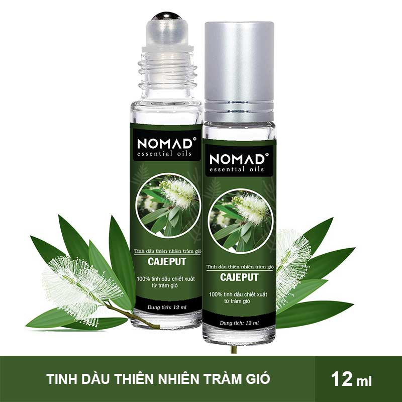 Chai Bi Lăn Tinh Dầu Thiên Nhiên Tràm Gió Nomad Cajeput Essential Oils Roll On 12ml