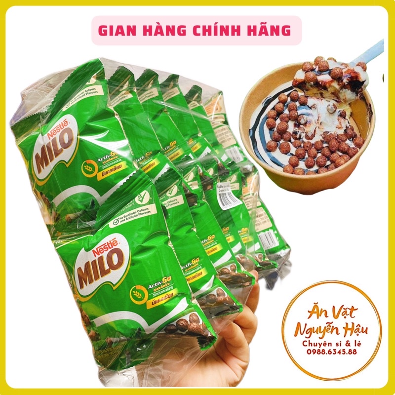 Lốc 12 gói bim bim milo thái lan - ngũ cốc ăn sáng milo viên nestle