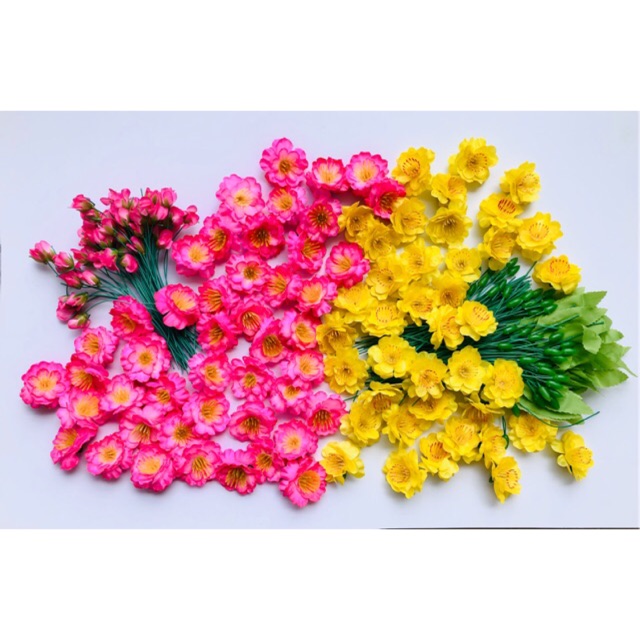 Hoa Mai, Đào giả 0.5Kg, 1Kg trang trí ngày Lế, Tết, trang hoàng nhà cửa cực xinh đón tết sum vầy (N007)