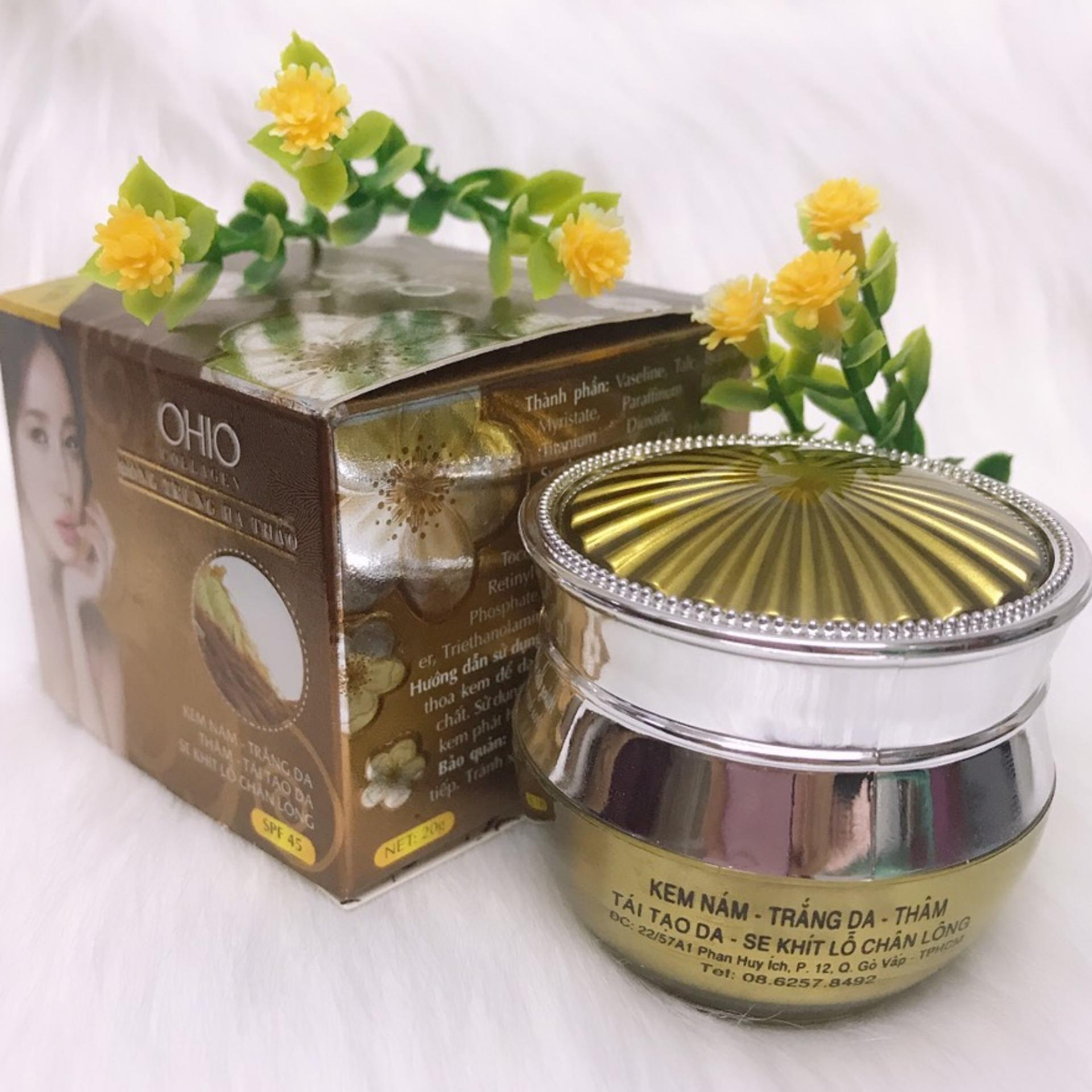 Kem nám trắng da thâm tái tạo se khít lỗ chân lông OHIO Collagen - Đông Trùng Hạ Thảo