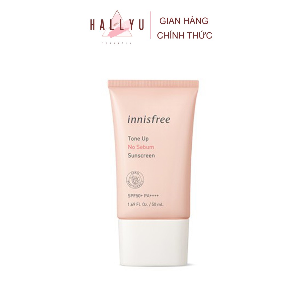 Kem chống nắng nâng tone, kiềm dầu innisfree tone up no sebum sunscreen spf50/pa++++ 50ml