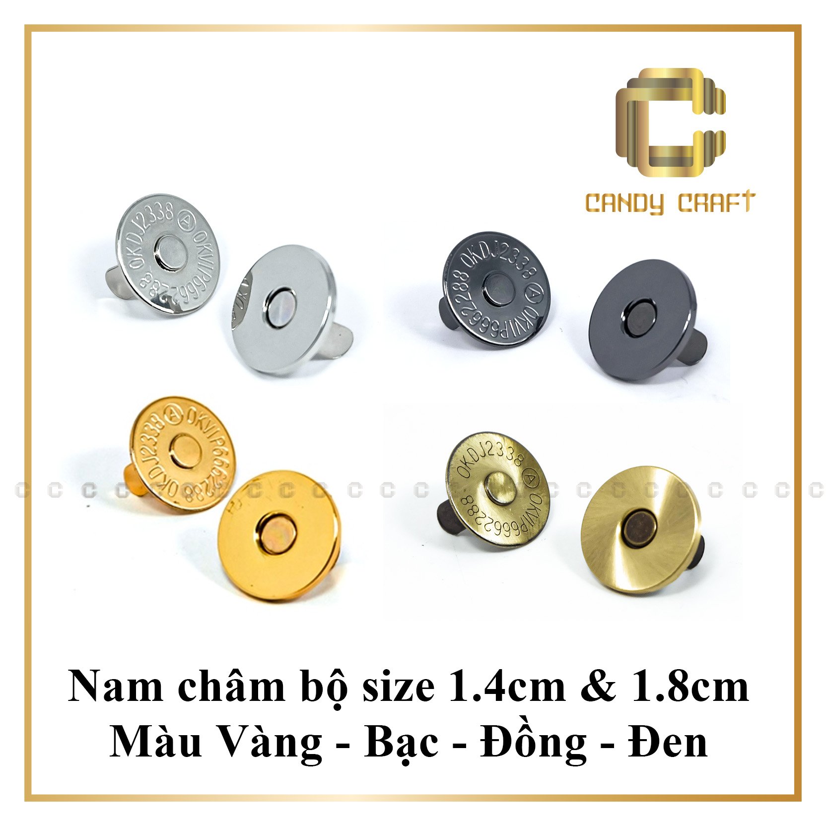Nam châm bộ 1.4 - 1.8cm - phụ kiện làm túi xách