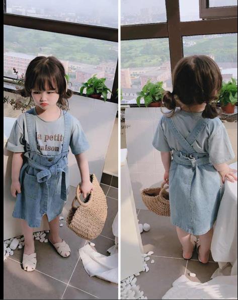 SÉT ÁO KÈM YẾM VÁY JEANS NĂNG ĐỘNG BÉ GÁI XINH XẮN 10-25KG