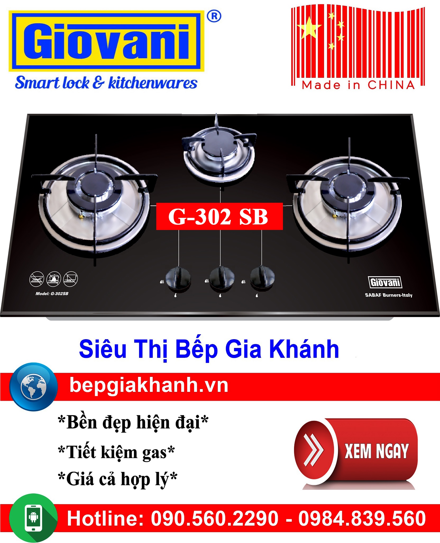 [HCM]Bếp gas âm 3 vùng nấu Giovani G-302 SB sản xuất Trung Quốc, bếp gas, bếp gas đôi, bếp gas đơn, bếp gas âm, bếp ga, bếp ga đôi, bếp ga đơn, bếp ga âm, bep ga, bep gas