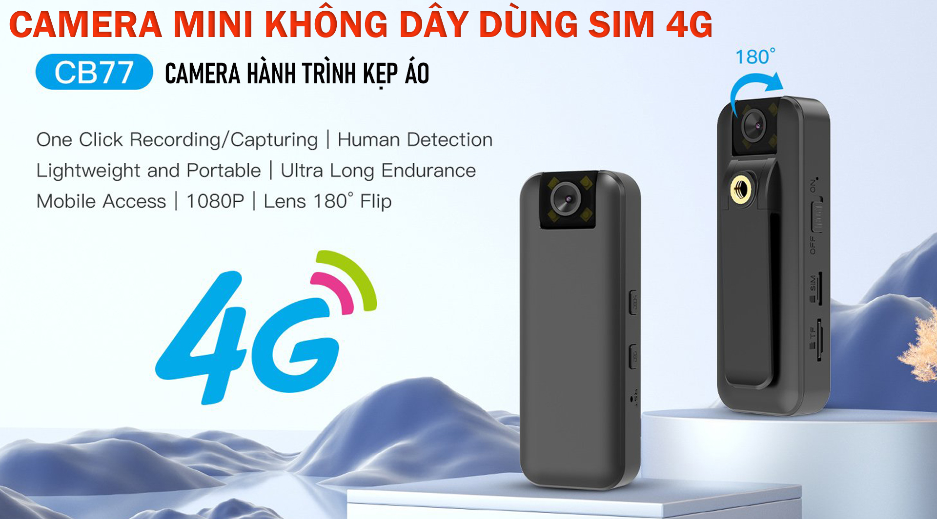 Camera Mini Không Dây Sim 4G Quay Phim 4k Full HD Camera Hành Trình Kẹp Áo Độ Phân Giải Cao Hình Ảnh Sắc Nét Chống rng Quang HọcGóc Quay Siêu Rộng 170 Chống Nước Chống Bụi Máy Quay Thể Thao Dã Ngoại Phượt Cắm Trại Leo Núi