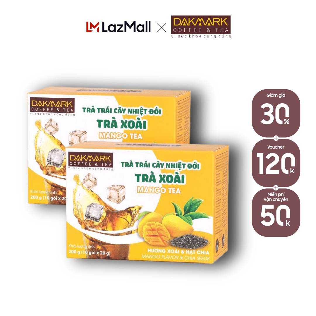 Combo 04 hộp trà trái cây nhiệt đới vị xoài - 10 gói x 20 gram