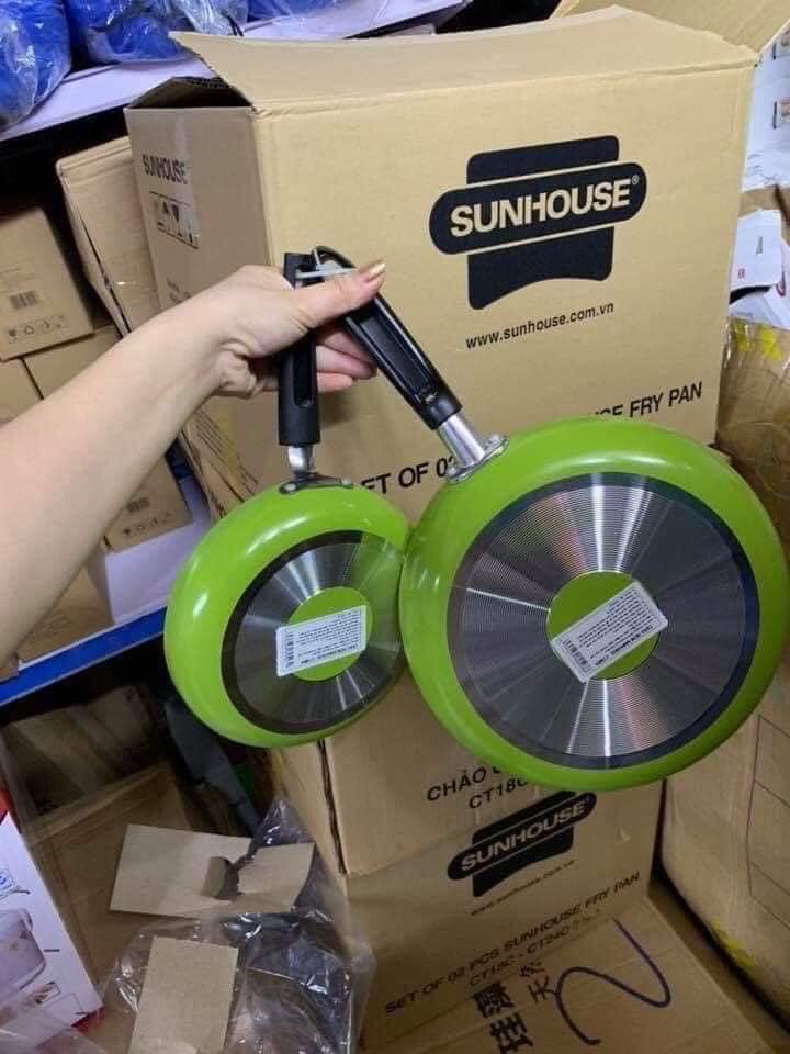 Chảo cặp chống dính sunhouse size 18/24cm hàng chính hãng