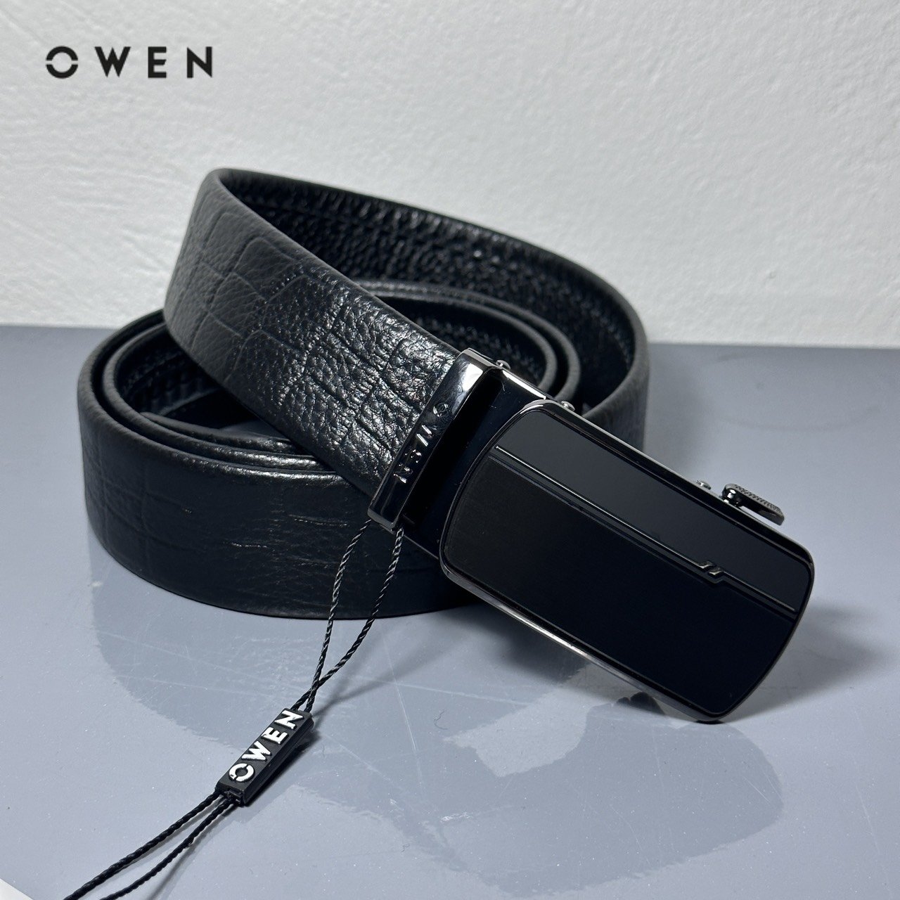 Thắt lưng nam Owen - dây lưng da bò màu đen 232625