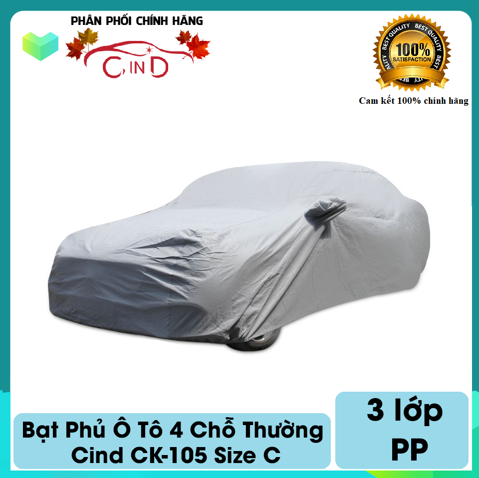 Bạt phủ ô tô 4 chỗ thường cind ck-105 size c 3 lớp pp