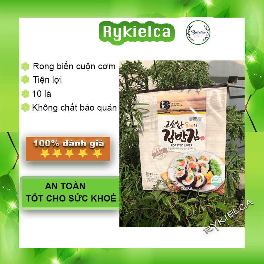 Rong biển cuộn cơm hàn quốc roasted laver 10 lá