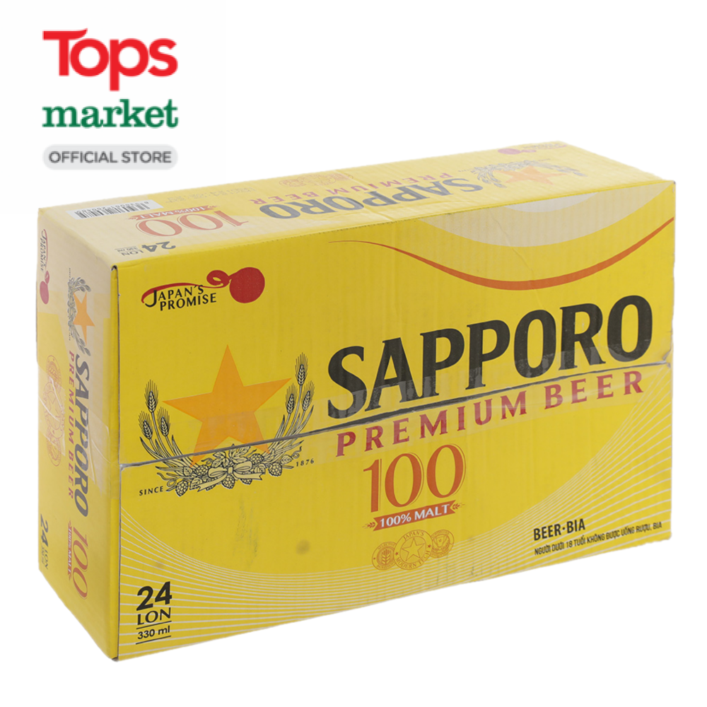 Thùng 24 Bia Sapporo Premium 100 330ml - Siêu Thị Tops Market