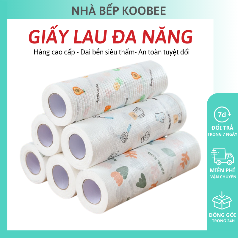 Cuộn giấy lau bếp cao cấp, khăn lau đa năng, cuộn giấy lau đa năng, giẻ lau bếp dai bền siêu thấm koobee