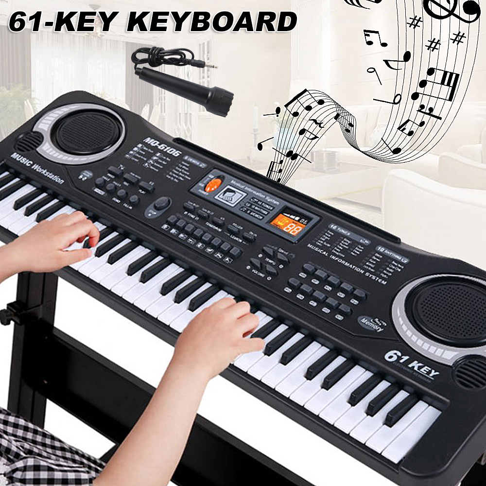 ( XẢ HÀNG ) Mua Đàn Piano 61 Phím Tặng kèm Micro Hát - Bé Học Đàn Tại Nhà Phát Triển Tay, Trí Não ,Thuộc Bàn Phím - Đàn Organ Cho Người Lớn Và Trẻ Em - Đàn Kỹ Thuật Số Âm Cực Hay. BH 1&1 UY TÍN