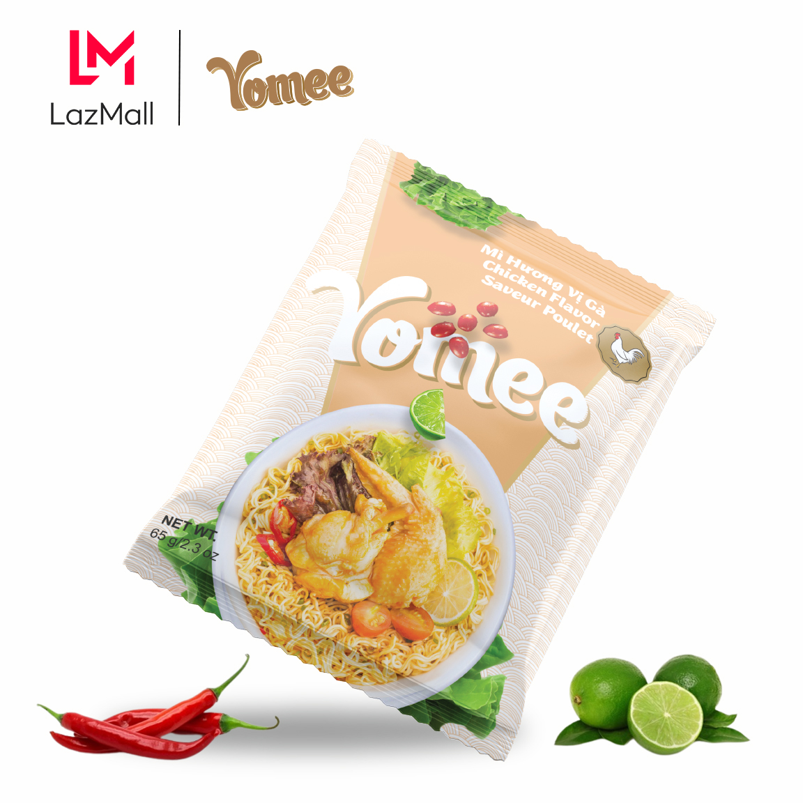 Mì gà yomee 65g thùng 24 gói - hàng xuất khẩu - date luôn mới