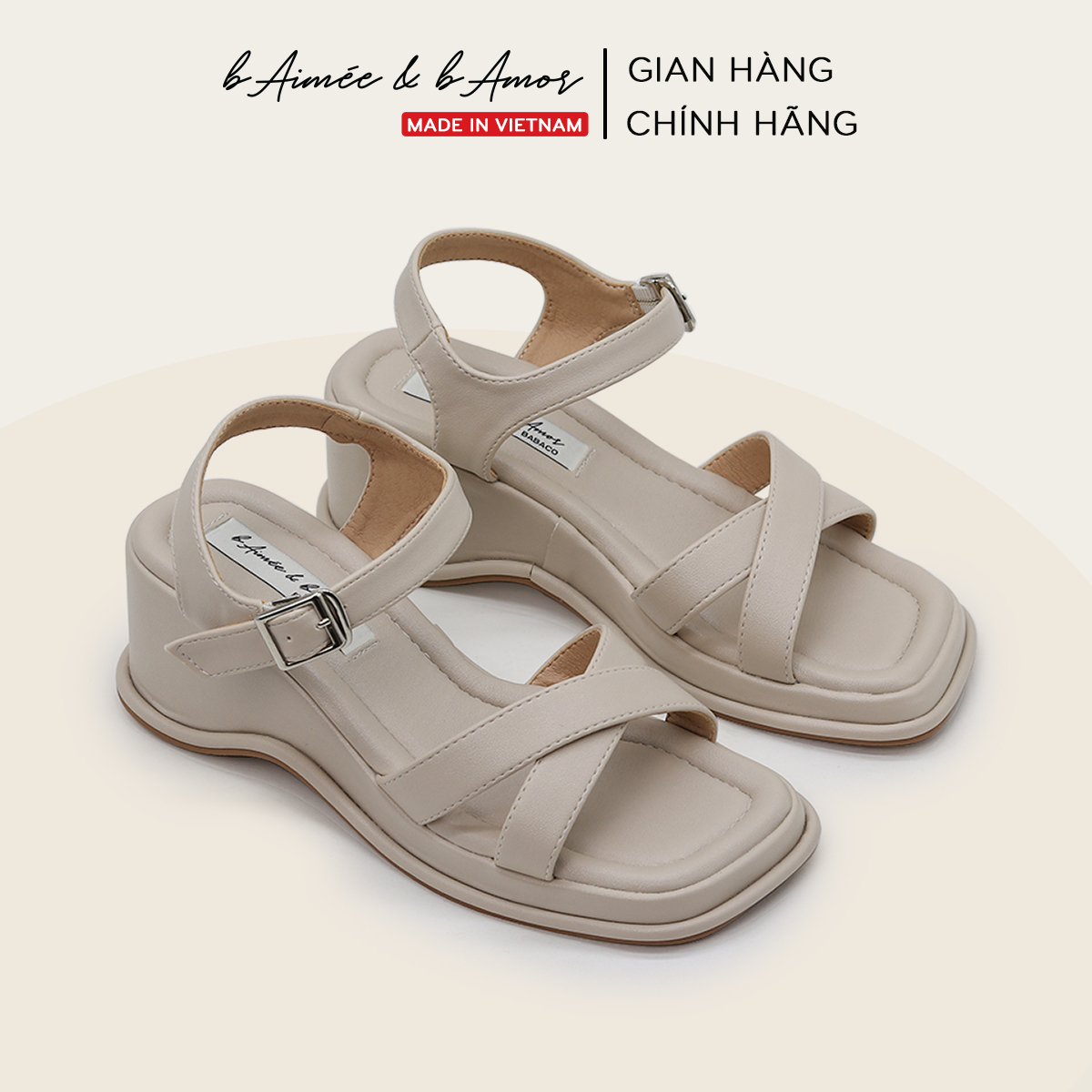 Sandal nữ cao gót đế xuồng Museum Buckled cao 6p quai chéo bAimée & bAmor