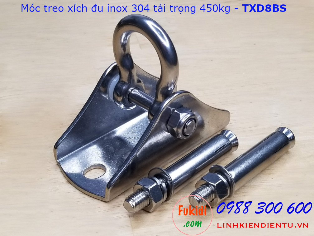 Móc treo xích đu, ghế đu, treo võng, tải 450kg inox 304 size M8 - TXD8BS