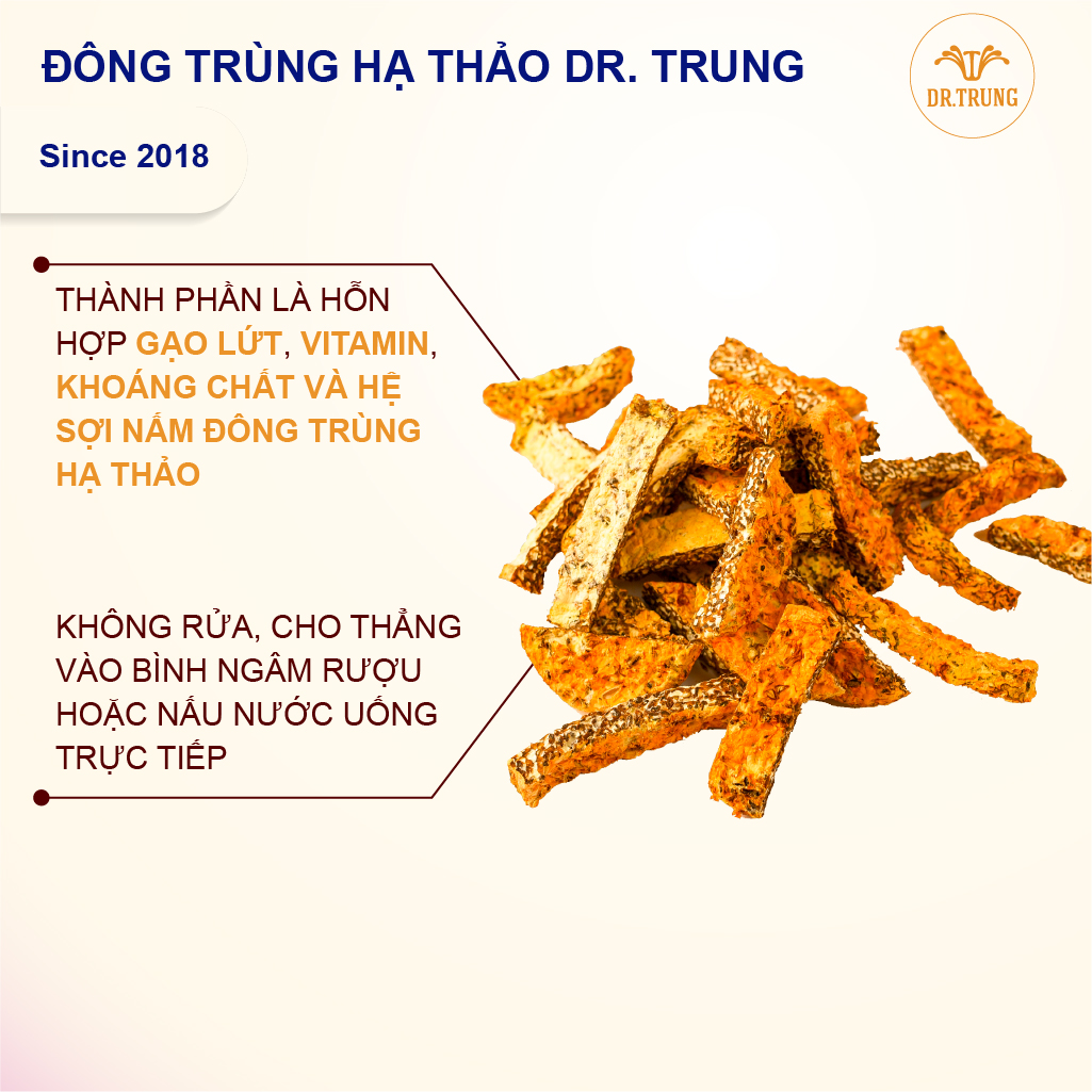 Dr. Trung - Đông trùng hạ thảo - Đế sấy khô thơm bổ. Là giá thể nuôi trồng nấm như Gạo lứt, Tảo.