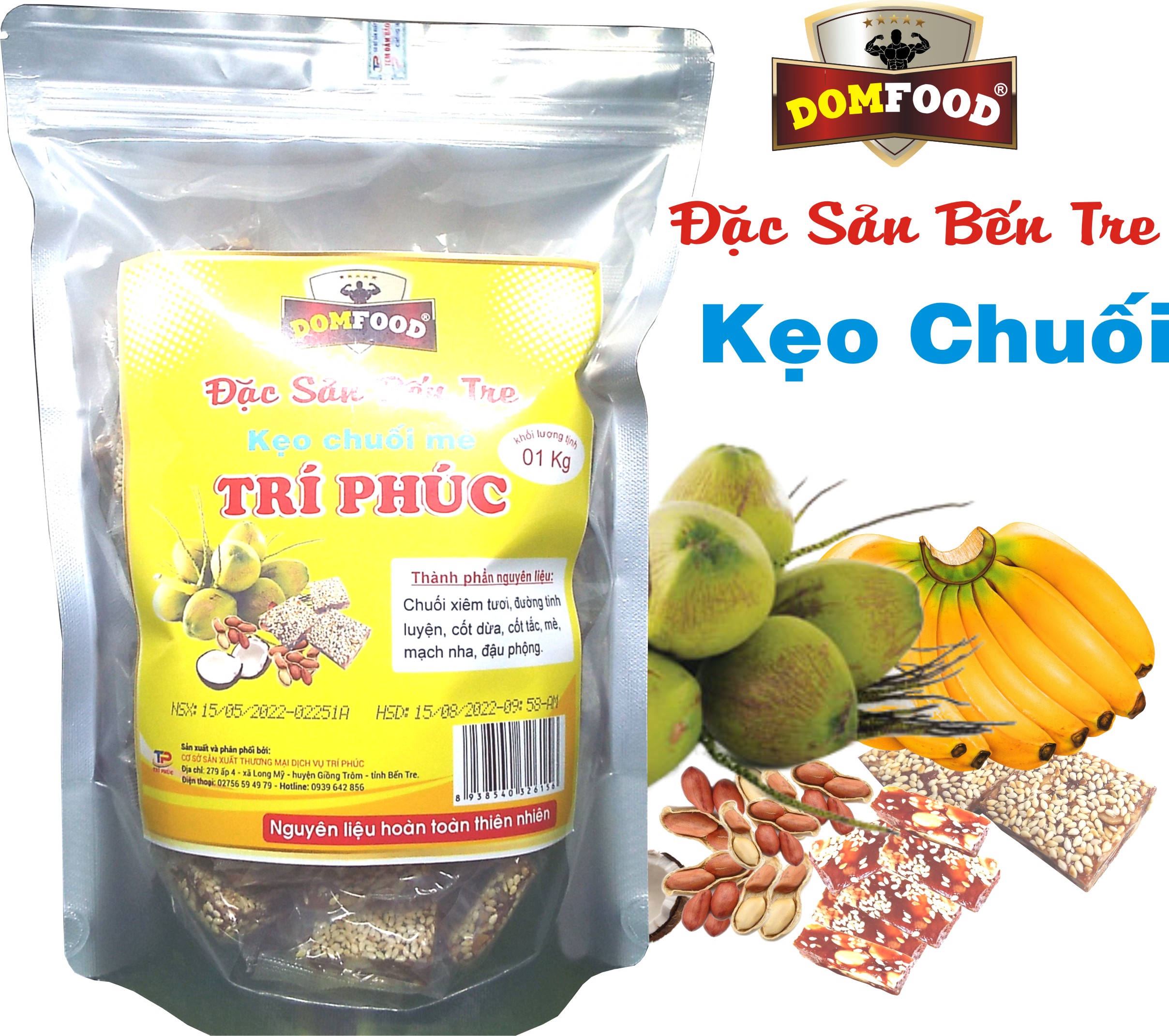 Kẹo chuối bến tre domfood túi 1kg