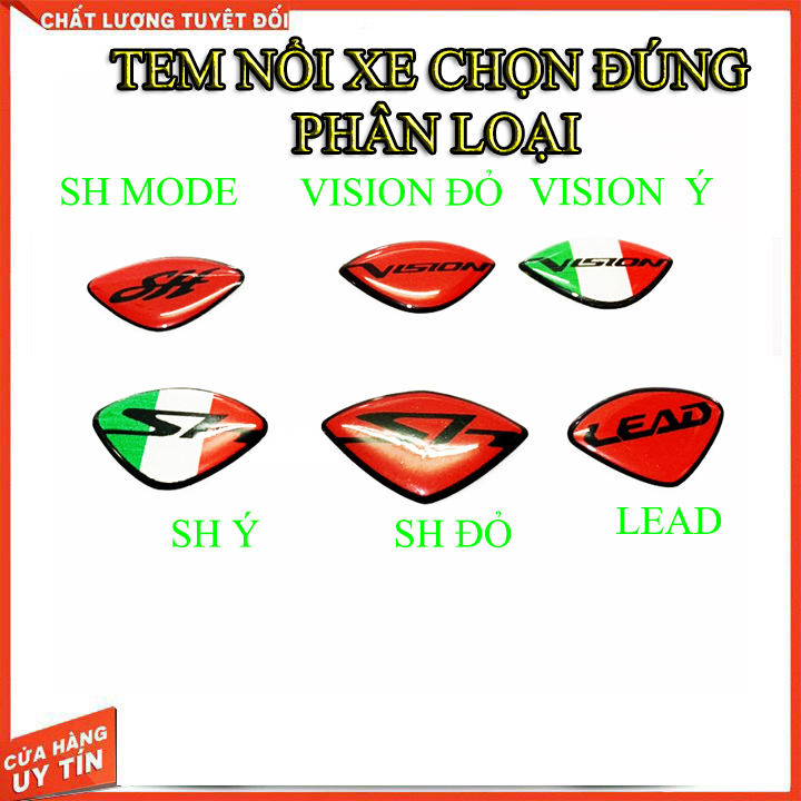 TEM NỔI DÁN MẶT NẠ SH, VISION, LEAD , SH MODE ( Y HÌNH ĐẠI DIỆN), Sản phẩm Keo 3m chắc chắn