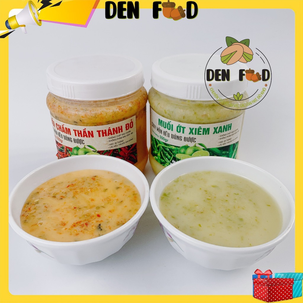 Sốt chấm thần thánh ớt xanh, nước chấm thành thánh ớt đỏ - 500gr - ăn vặt denfood