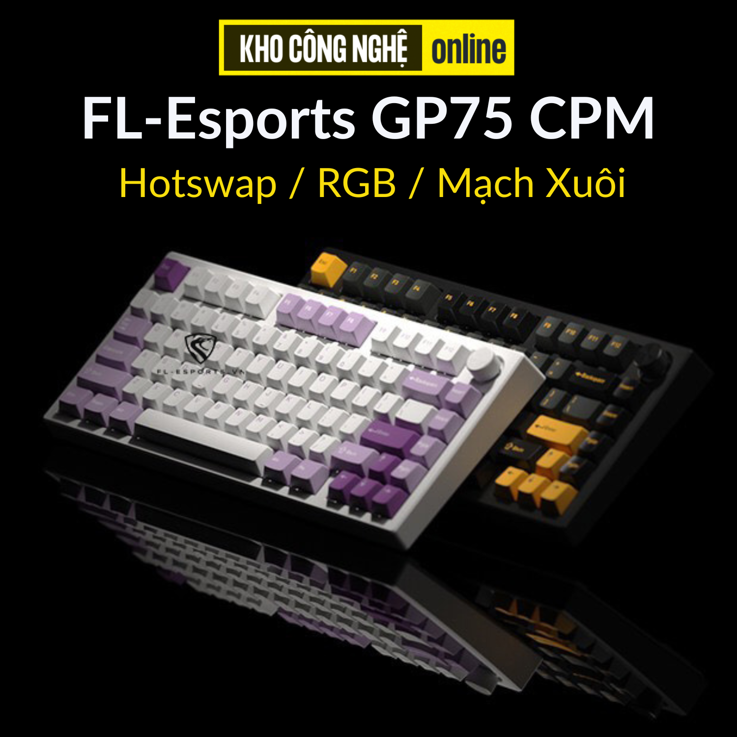 GP75 CPM - Bàn phím cơ FL-Esports GP75 CPM Polar Night / Taro Purple - Hàng chính hãng