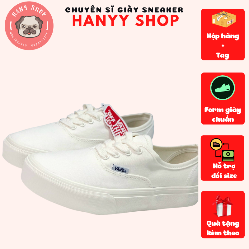 Giày Sneaker Nam Nữ Unisex Vans Classic Màu Trắng - Full Box Tặng Vớ