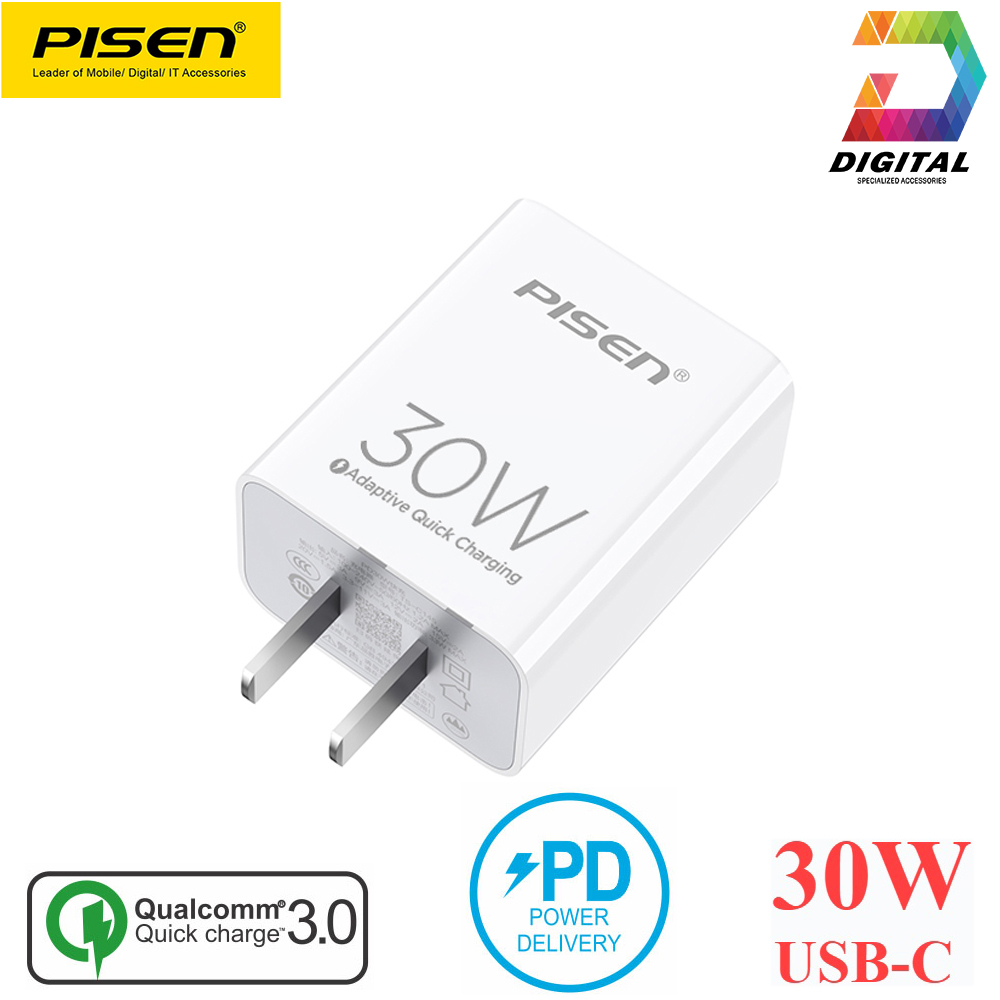 Củ Sạc Nhanh Pisen PD 30W Công Suất Cao Chính Hãng