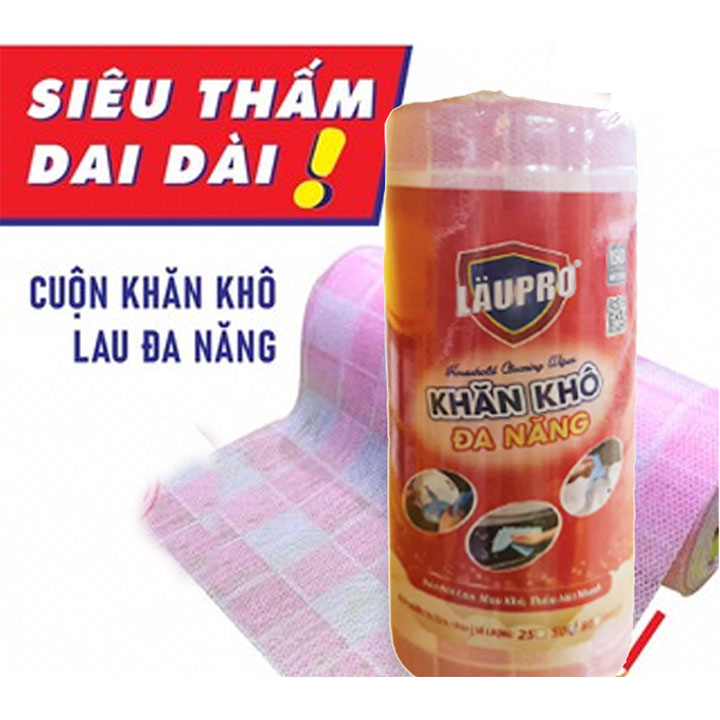 Khăn khô đa năng laupro - cuộn 50 tờ