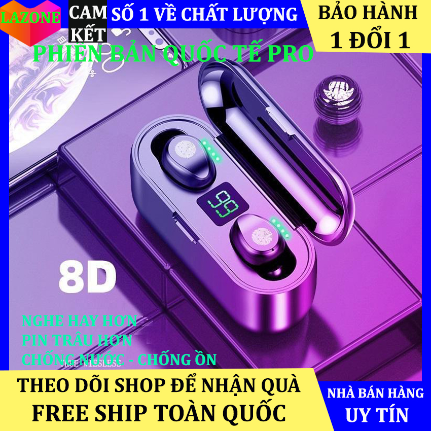 Tai nghe Bluetooth kiêm pin sạc dự phòng Amoi F9 5.0 cảm ứng, có màn hình led hiển thị dung lượng pin, nghe nhạc hay hơn tai nghe i7s, tai nghe i11 dùng được cho tất cả các dòng điện thoại