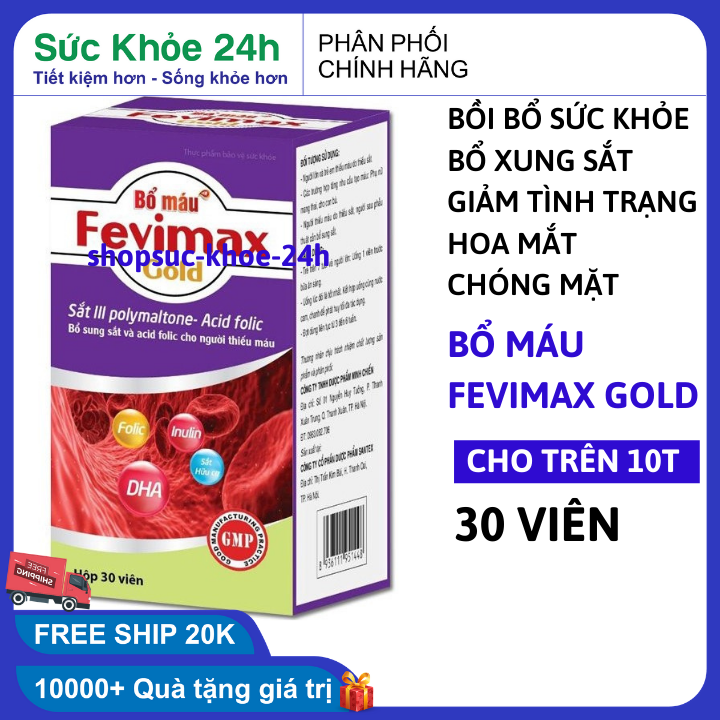 Viên uống Fevitt Nano bổ sung Sắt, Acid Folic cho người thiếu máu não, phụ nữ mang thai và sau sinh - Hộp 30 viên dùng 30 ngày