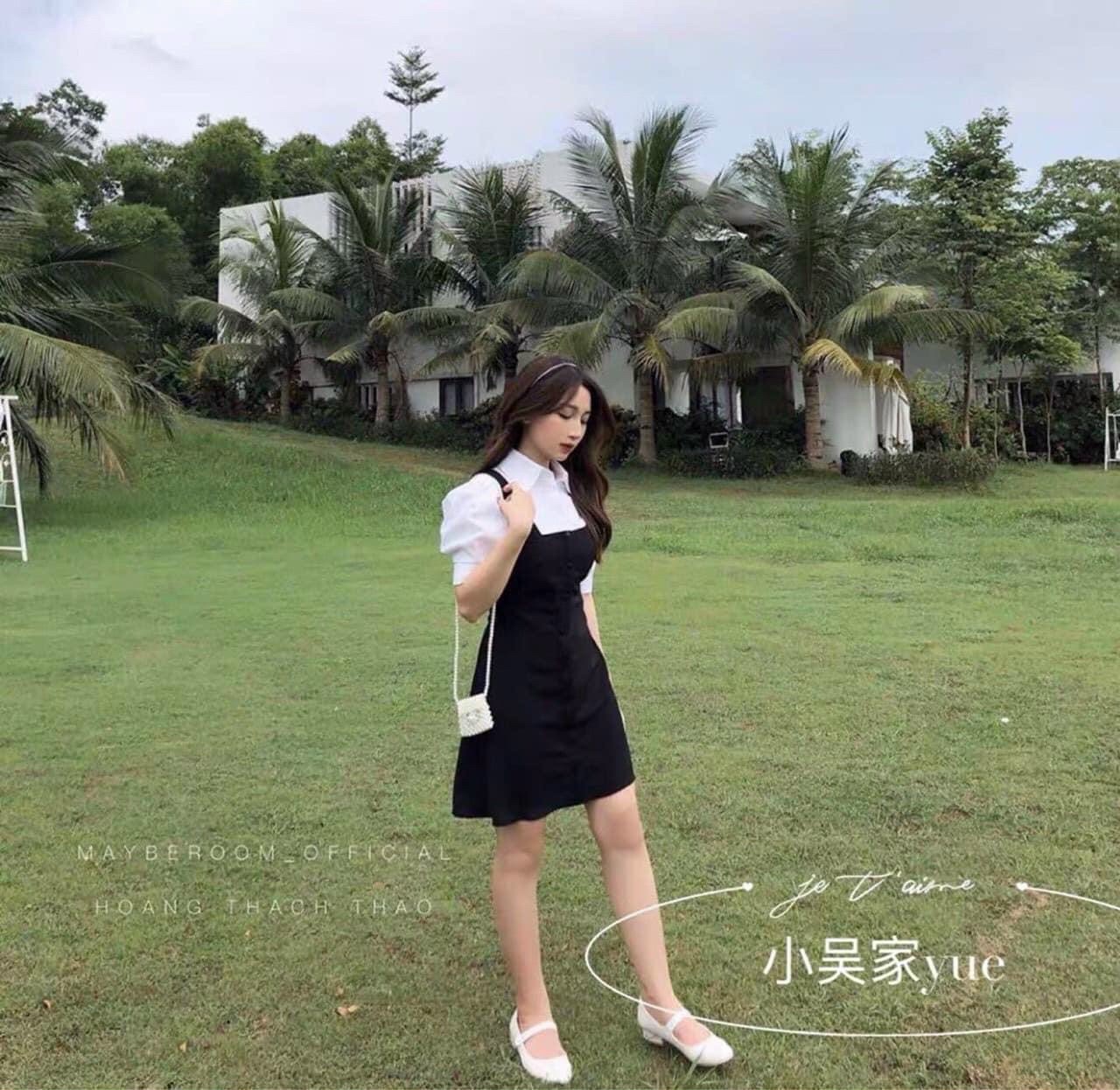 Set yếm + áo sơ mi tay phồng - ut59