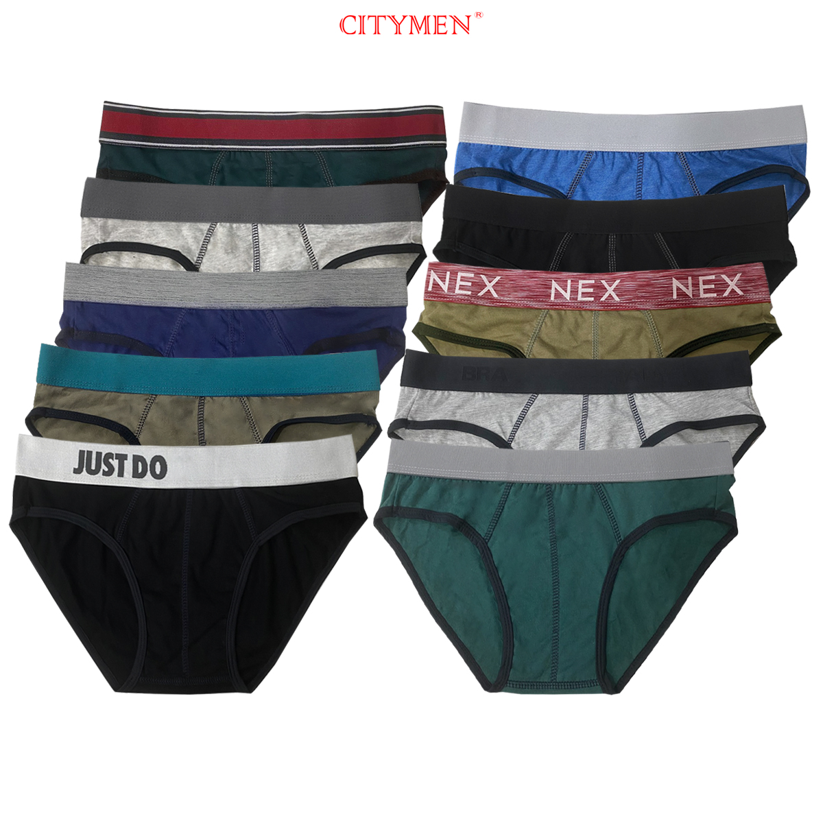 Combo 10 Quần Lót Nam nhiều lưng vải cotton 2 chiều hiệu CITYMEN, màu ngẫu nhiên, sịp nam - CTLZ-MULTI2C