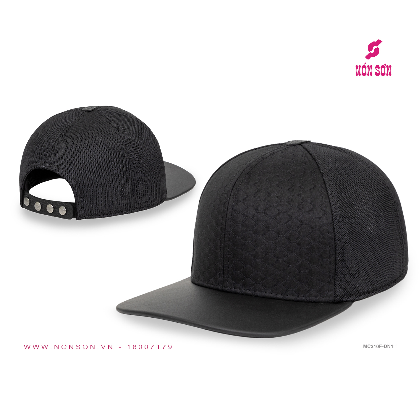 Nón Sơn Snapback Họa Tiết Vân Lưới Đen - Nón Hiphop Nón Sơn - Nón Snapback Nón Sơn - Mũ snapback hiphop nam nữ NÓN SƠN chính hãng