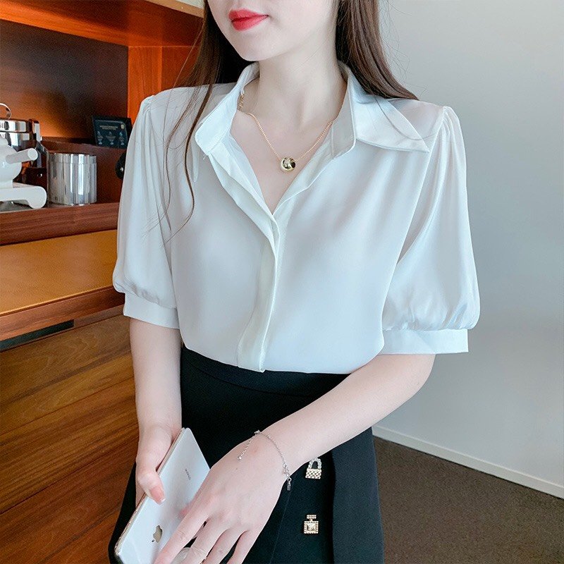 Áo sơ mi nữ tay phồng thời trang dành cho phái nữ Chất kate lụa không nhăn không xù không phai màu