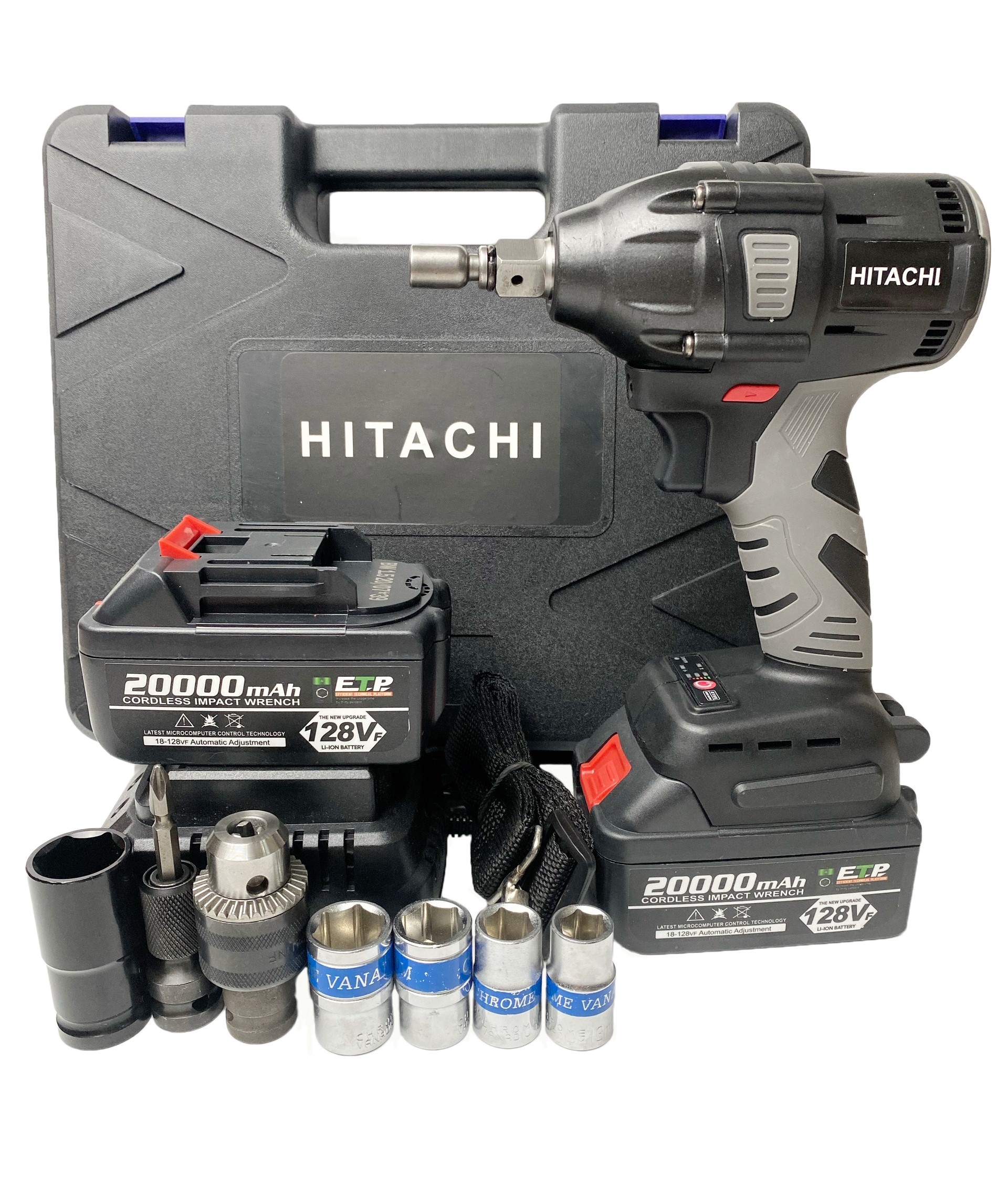 Máy Siết Bulong Pin HITACHI 128VF [ FULL BOX + BH 6 Tháng ] - Tặng 5 Đầu Khẩu, 2 Pin - không chổi than