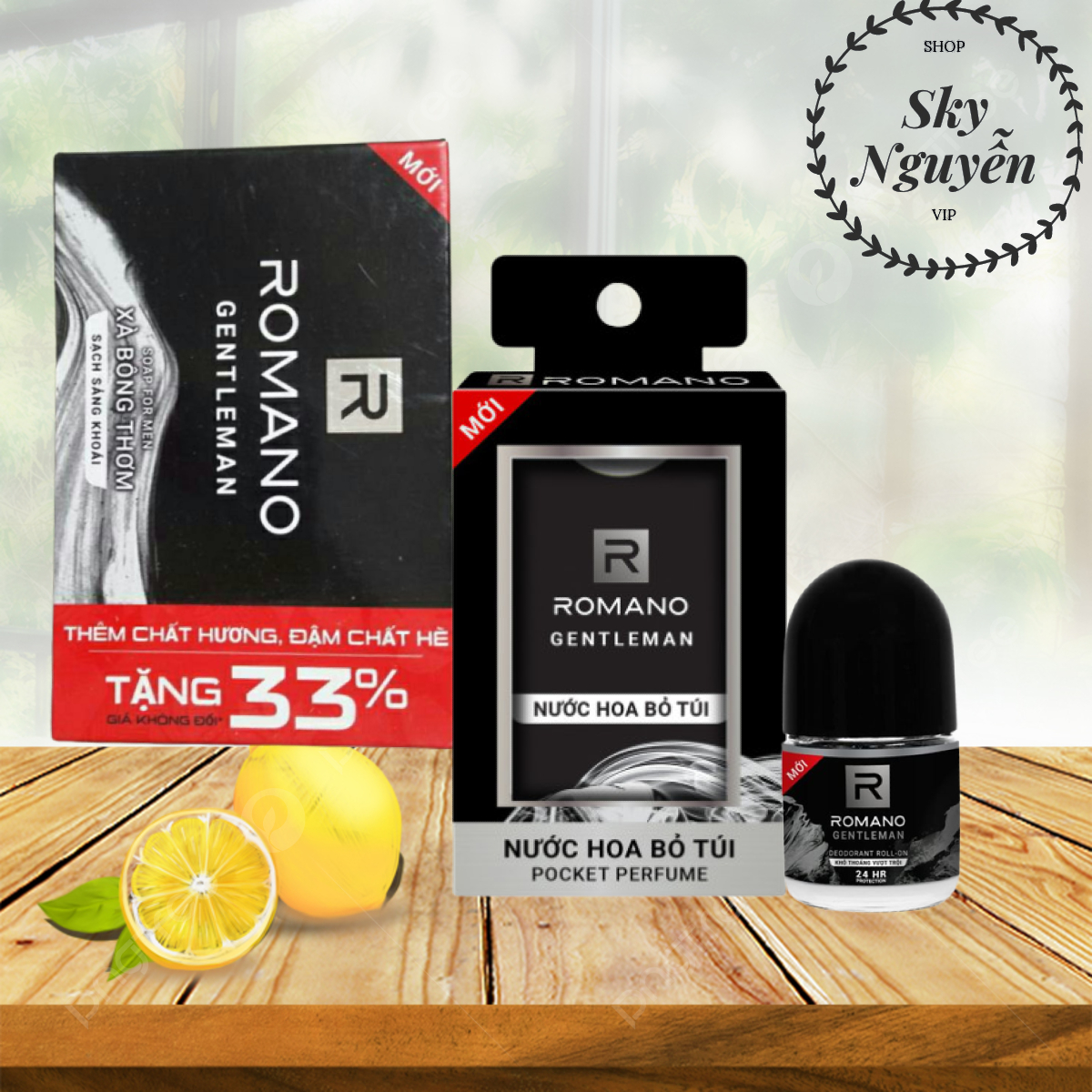 Combo Romano Gentleman Nước Hoa 18ml+ Cục xà Phòng 120g+ Lăn Khử Mùi 25ml.