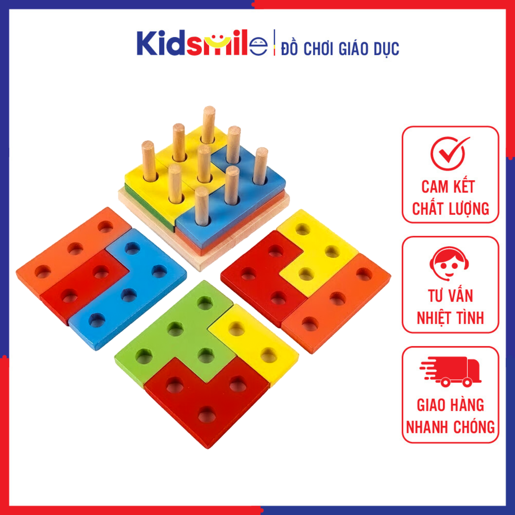 Đồ chơi trẻ em xiên cọc zic zắc phát triển tư duy logic cho trẻ từ 2 tuổi trở lên chất liệu gỗ tự nhiên cao cấp