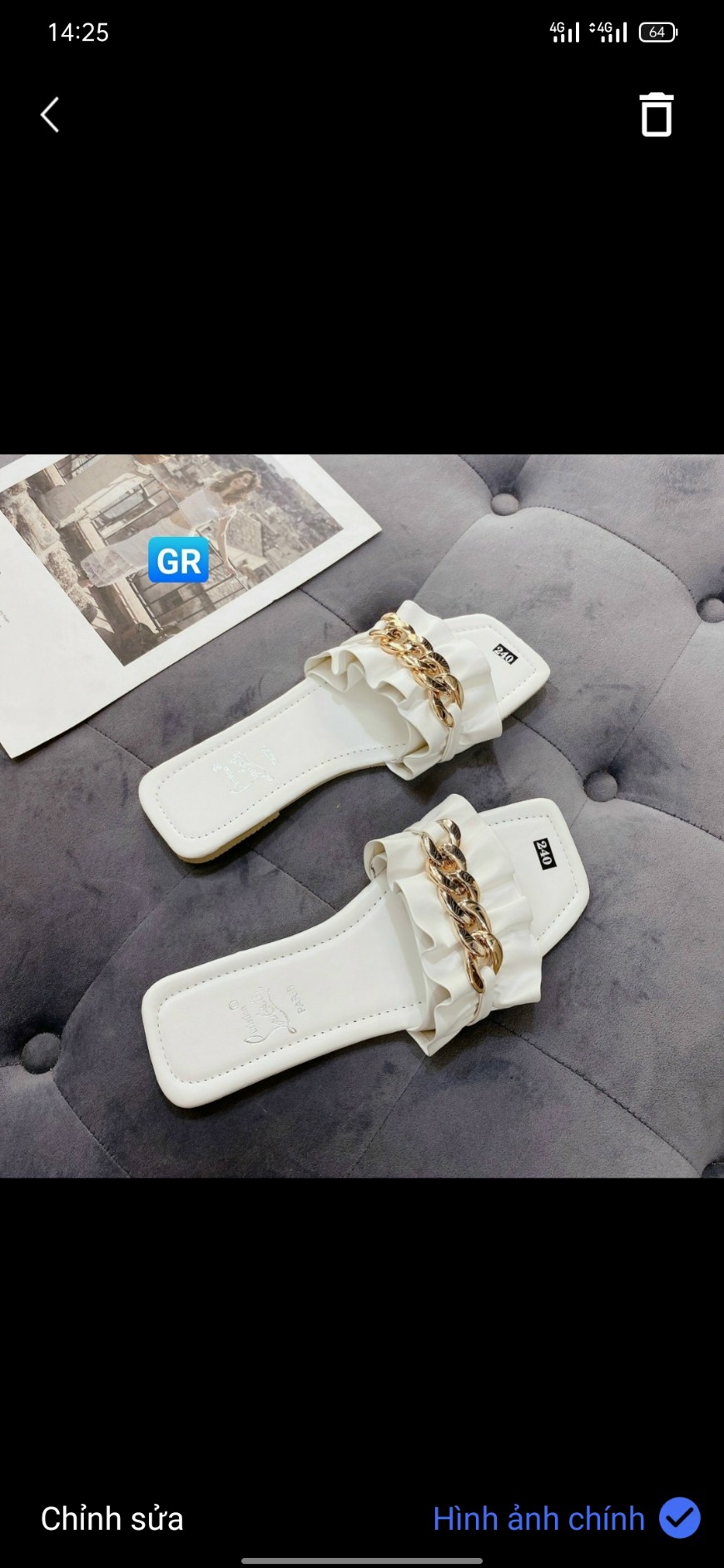 Dép Lê Nữ Quai Ngang Nhún Bèo Đính Dây Xích Màu Sắc Xinh Xắn dễ Thương