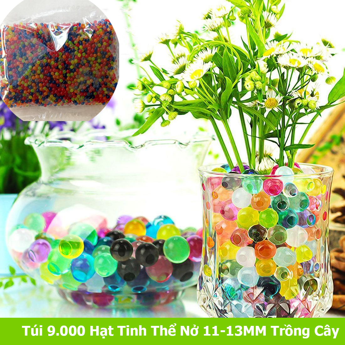 Gói 9.000 Hạt Nở- Hạt Tinh Thể Nở Trồng Cây Không Cần Đất, hạt nở ngâm nước , hạt nở trồng cây, hạt nở giá rẻ - Trang Trí Lọ Hoa Nhiều Màu Cực Đẹp