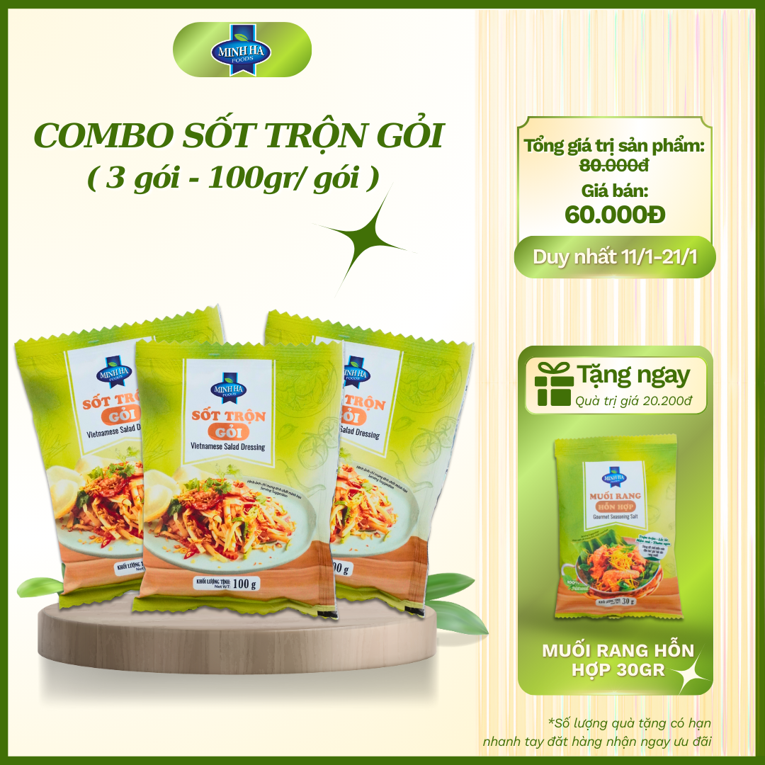 COMBO 3 GÓI SỐT TRỘN GỎI 100G - CHỈ 1 GÓI CÂN TẤT CẢ CÁC LOẠI NỘM/GỎI