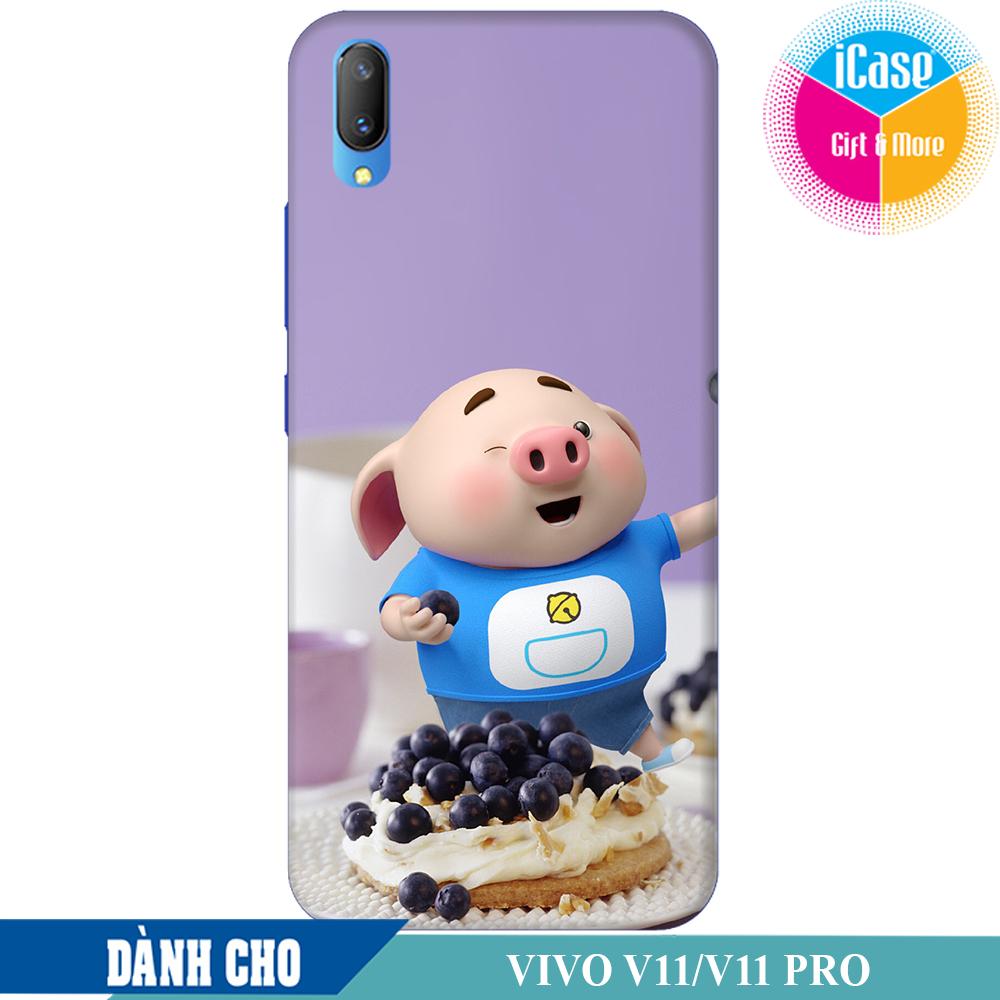 Ốp lưng nhựa dẻo dành cho Vivo V11 in hình Heo Con Ăn Bánh