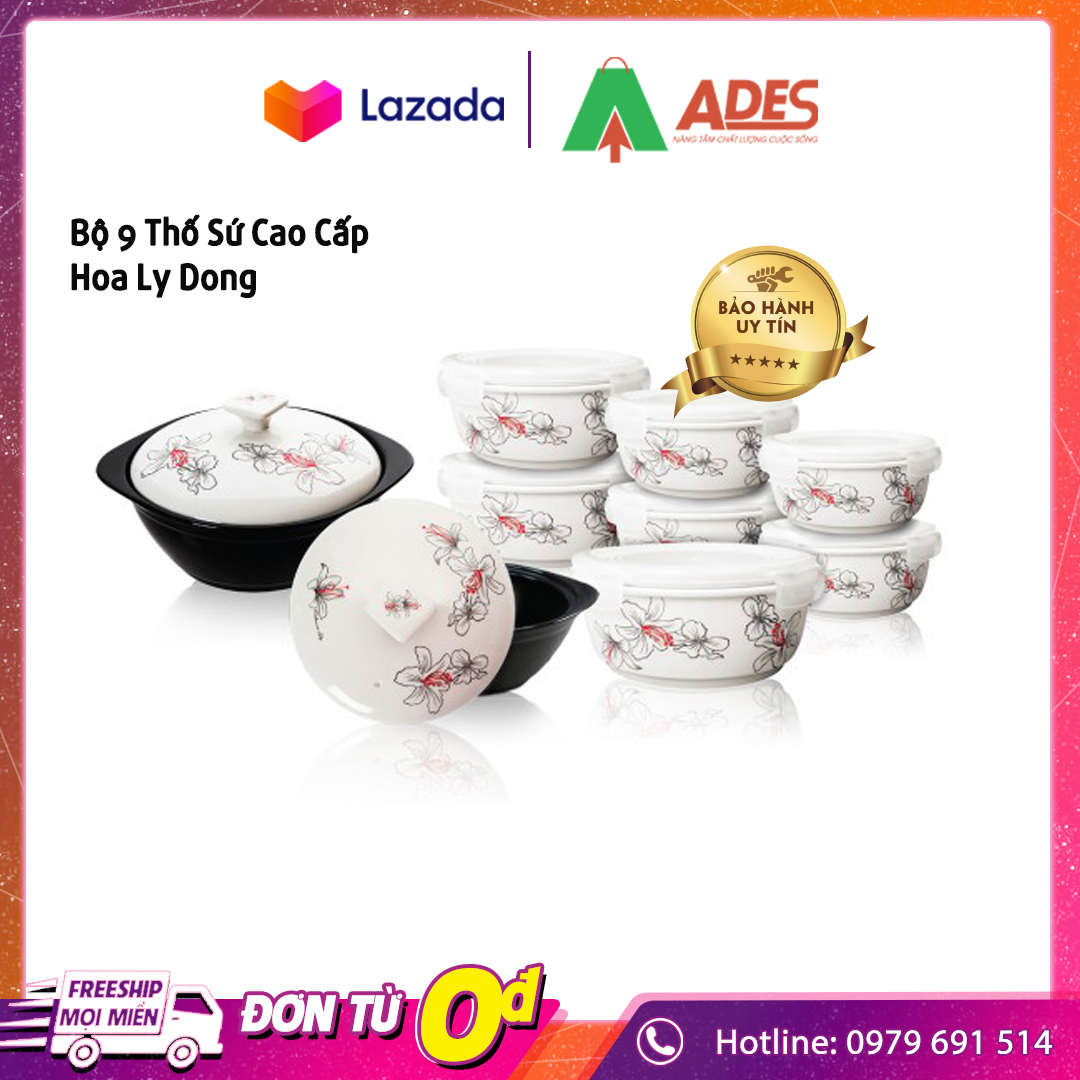 Bộ 9 thố sứ cao cấp hoa ly donghwa lg csb1505s9he