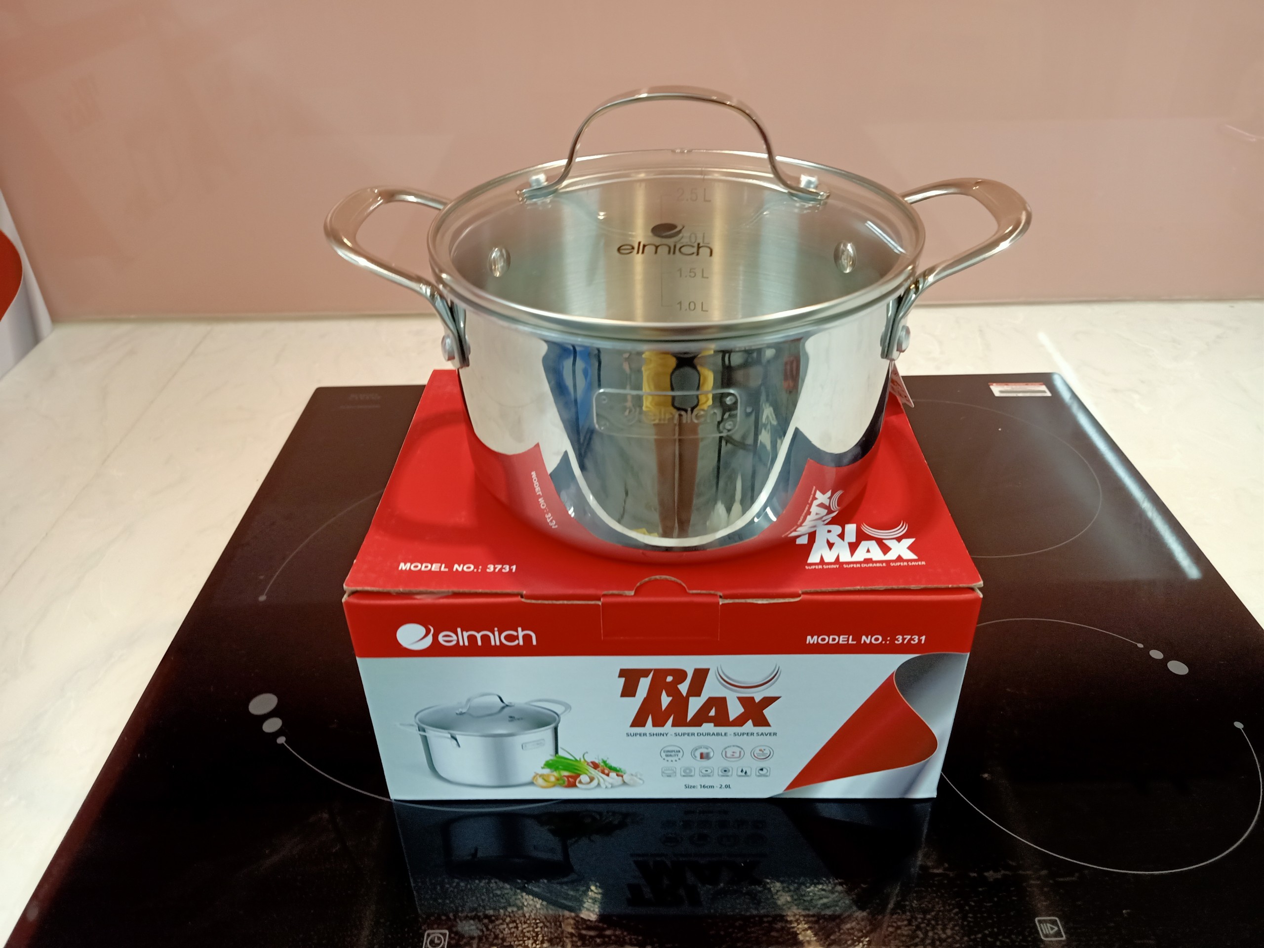 Nồi inox cao cấp 3 lớp đáy liền Trimax 3731 - 16cm, 3732 - 18cm, 3733 - 20cm, 3734 - 24cm, 3735 - 26cm, 3736 - 28cm