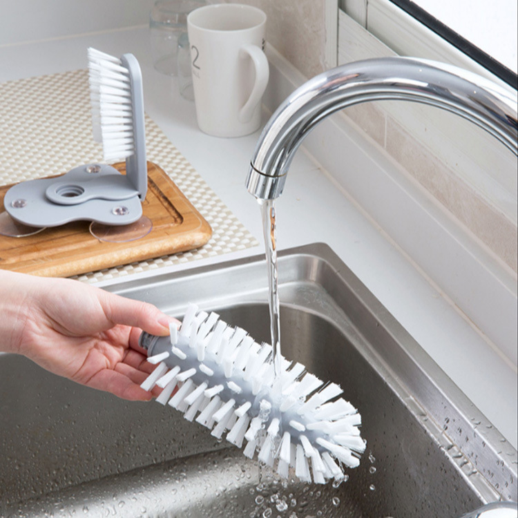 Dụng cụ cọ chà rửa ly cốc tách 2 mặt thông minh gắn tường nhanh chóng, chắc chắn