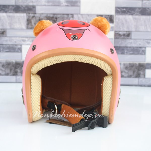 Nón bảo hiểm 3/4 đầu hình chú heo hồng rất dễ thương