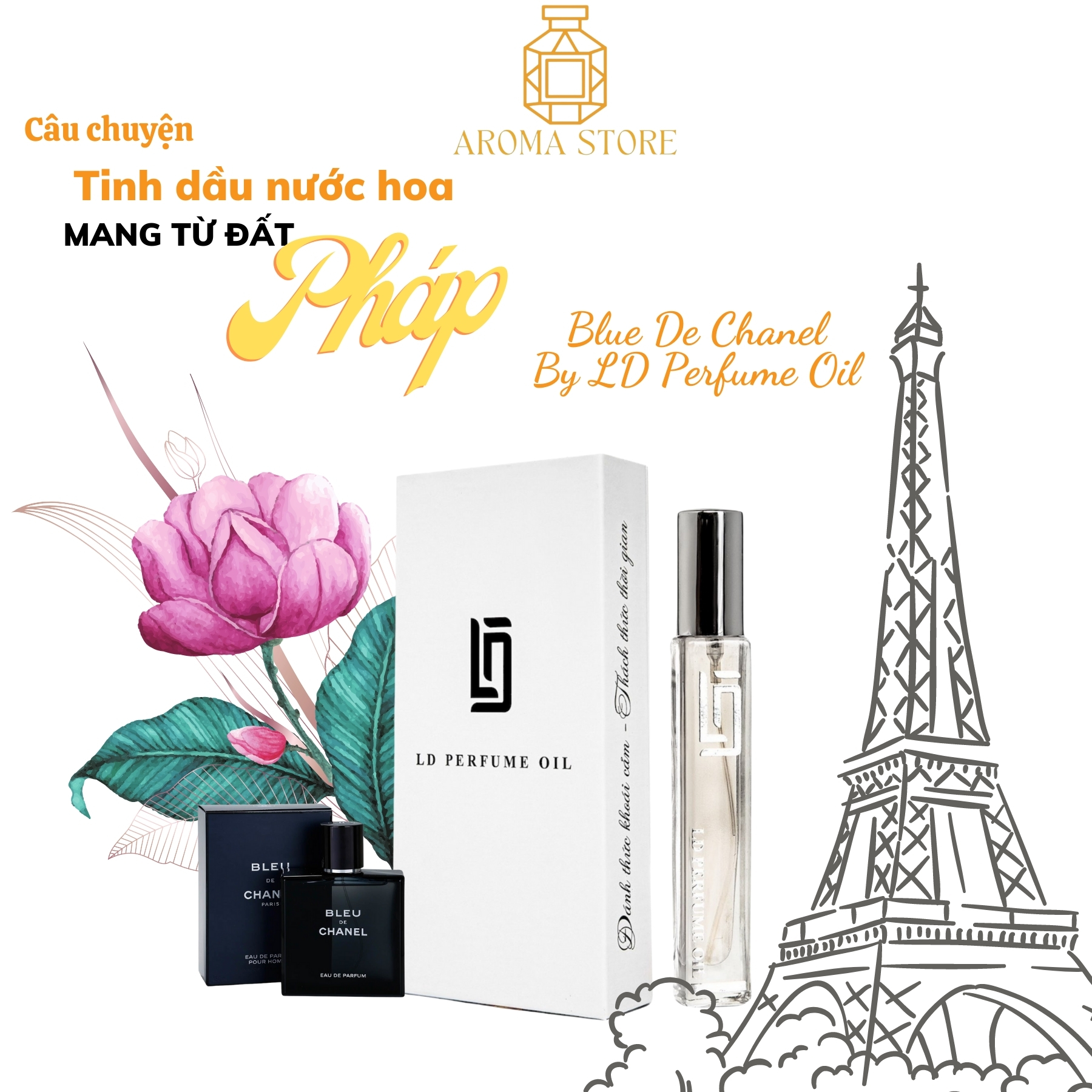 Tinh dầu nước hoa pháp ld perfume oil blue de chanel 12ml